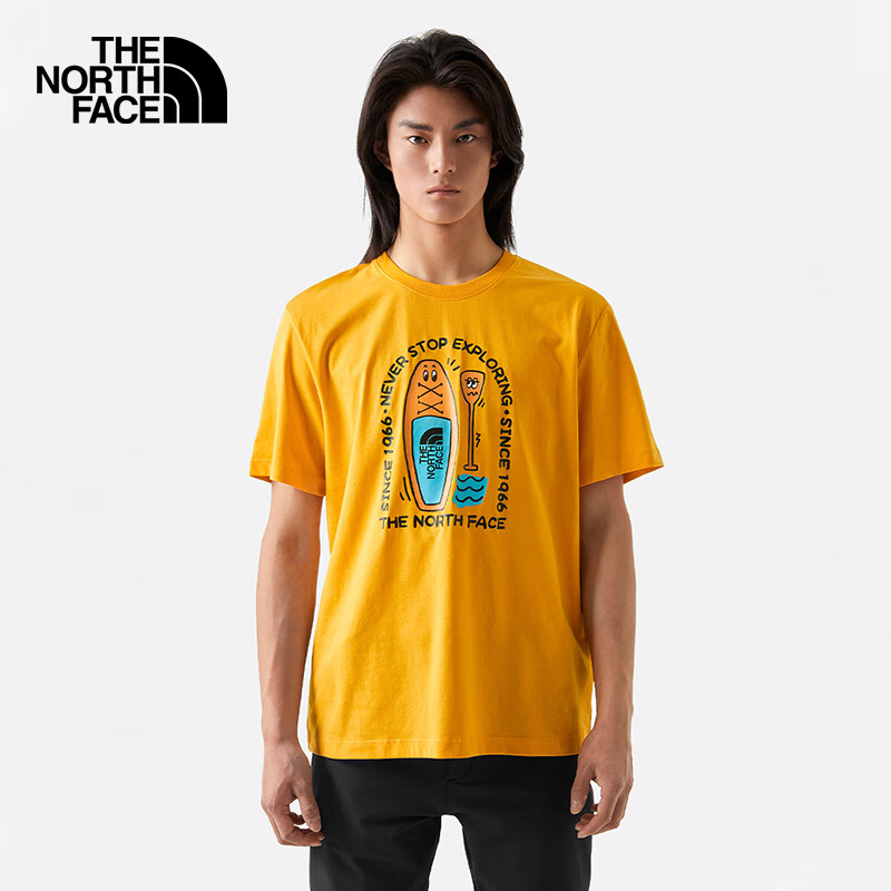 THE NORTH FACE 北面 短袖T恤情侣款户外舒适印花短袖7WF9 黄色/56P 3XL ￥107.41