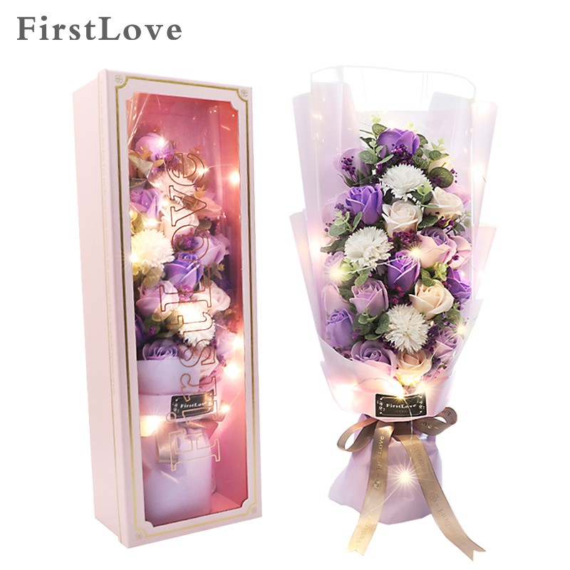 第一爱 21朵玫瑰康乃馨花束礼盒 95.2元