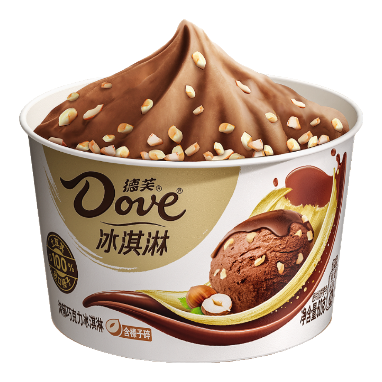 德芙 冰淇淋 巧克力味 榛子碎雪糕 60g*3杯*5件 107.7元（需领券，合21.54元/件