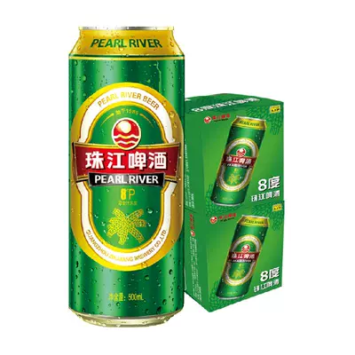 88vip：珠江啤酒8度清爽绿金罐精品500ml*12罐*2箱国产优质黄啤酒水整箱 57元包
