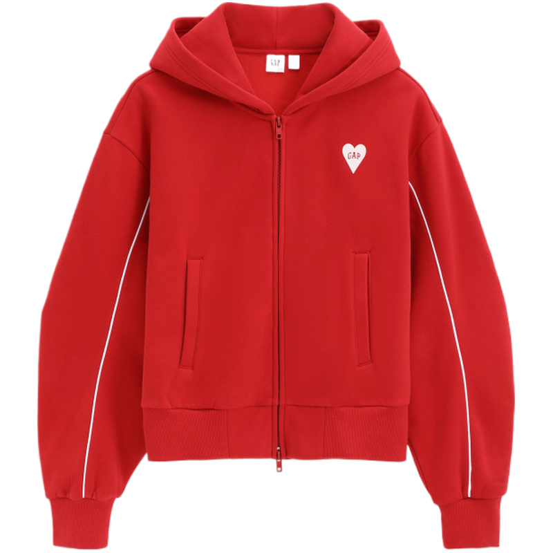 Gap 女装春季新年款爱心连帽卫衣抓绒外套604327 124元