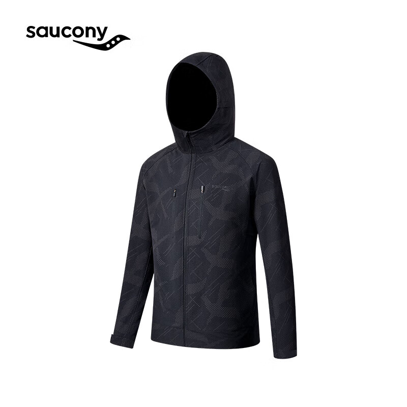 索康尼 saucony 秋冬季男子跑步梭织夹克休闲运动外套黑底灰点印花2XL 649元