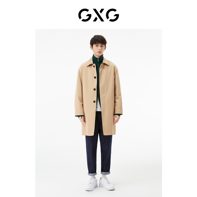 GXG 男装 商场同款卡其色翻领风衣 22年秋季新品城市户外系列 199.5元（需买3
