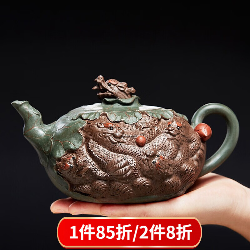 KOKOLLY 苛艺kokolly 宜兴紫砂壶纯全手工茶具泡茶壶花器浮雕九龙水壶掌柜徐可