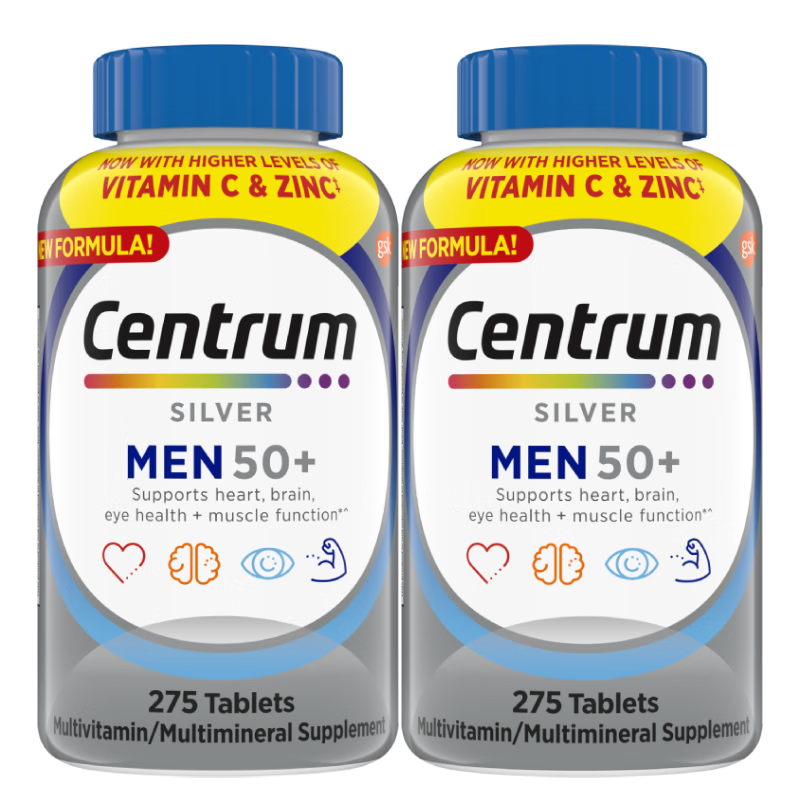 PLUS： Centrum 善存 海外 进口银片 中老年男士复合维生素275粒双瓶双瓶套装 25