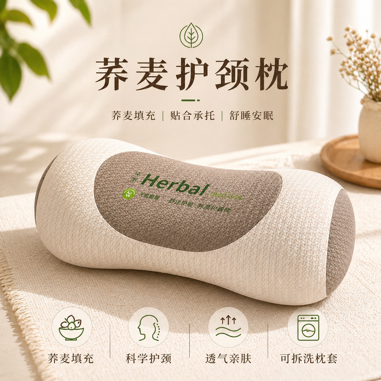 勋阳宇乐 草本荞麦立体护颈枕 一对 36.5元（需用券）