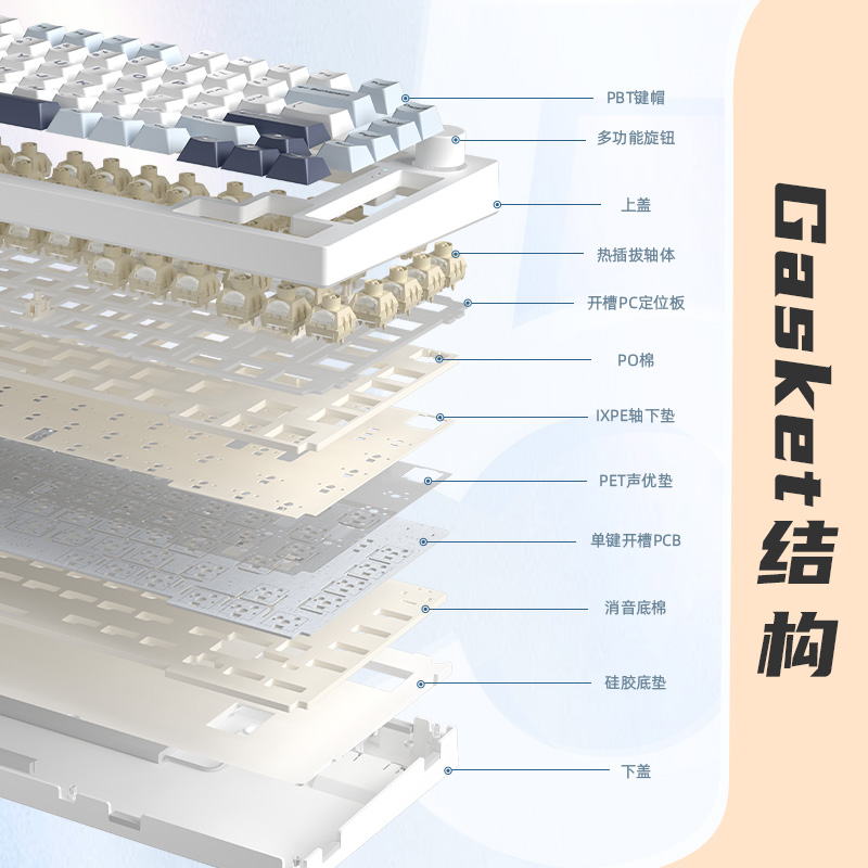 竞速 JINGSU竞速S82无线连接机械键盘75配列三模RGB客制化蓝牙游戏电竞 219元（