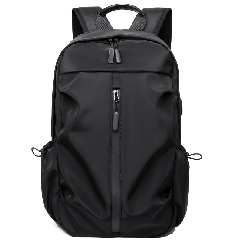 新款双肩包男士大容量轻便防水旅行背包商务电脑包休闲简约书包 黑色 59.9