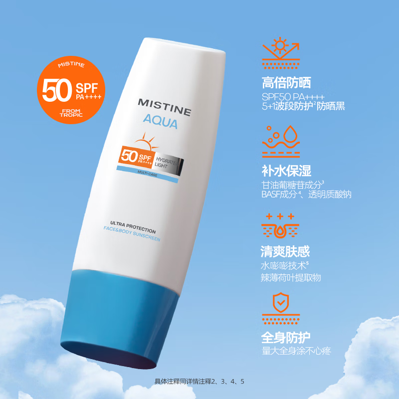 Mistine 蜜丝婷 小蓝帽防晒霜70ml SPF50 泰国进口 买一赠一 49元（需用券）