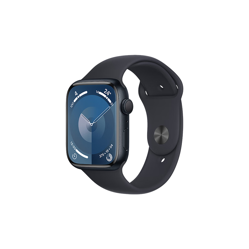 PLUS会员：苹果 Apple Watch Series 9 智能手表 GPS款 45mm 午夜色 橡胶表带 S/M MR993CH