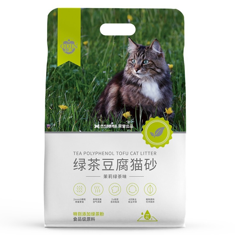 ODIN 奥丁 绿茶豆腐猫砂10kg低尘结团除臭不沾底可冲厕所猫咪用品2.5kg*4袋 74