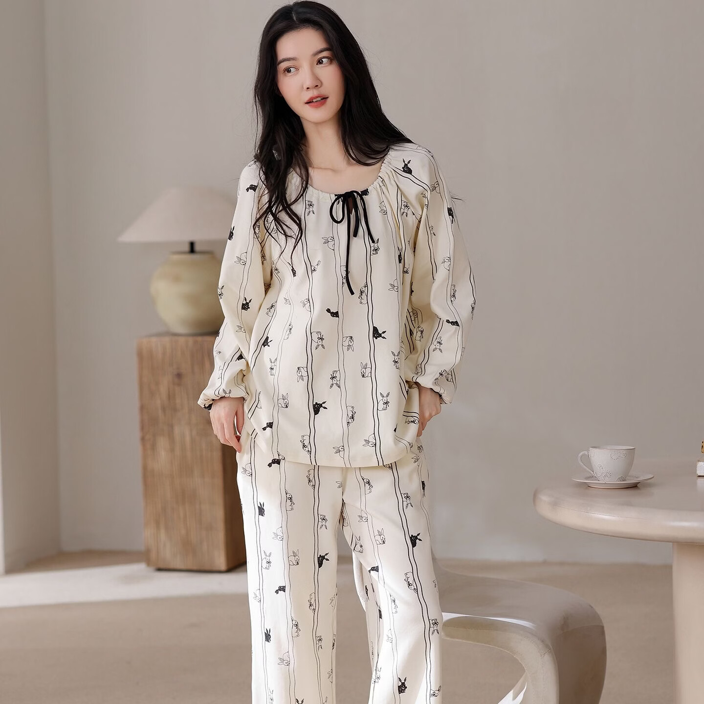 勋阳宇乐 女士睡衣纯棉圆领套头春秋休闲少女风居家穿搭 95元（需用券）