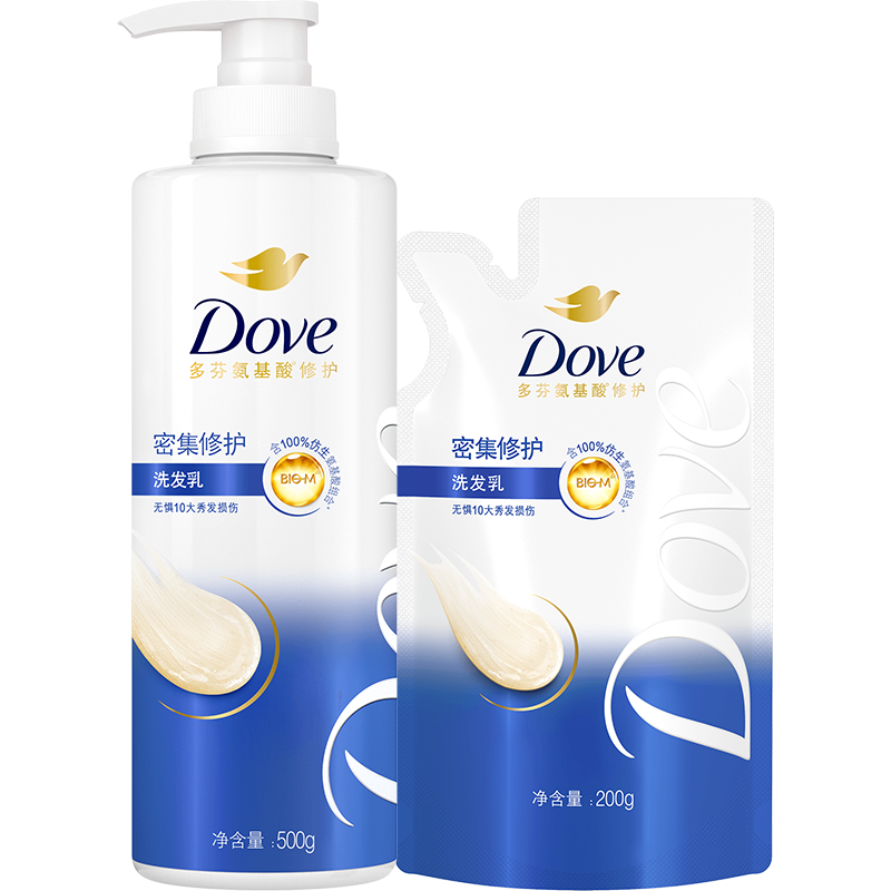 Dove 多芬 密集修护仿生氨基酸洗发水500g+200g 37.9元