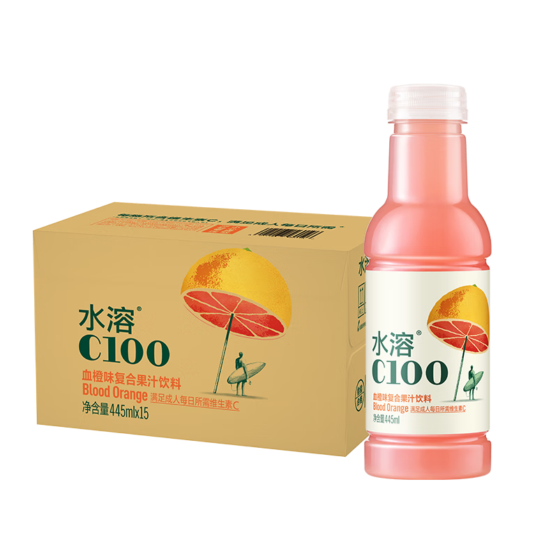 农夫山泉 水溶C100 复合果汁饮料445ml*15瓶 48元