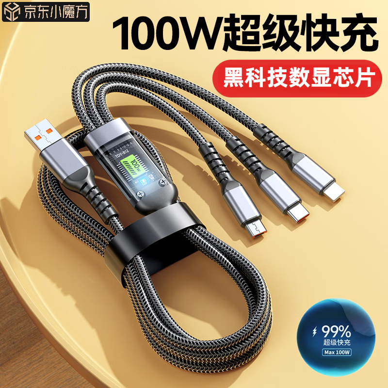 山居雪 三合一数据线快充100W一6AType-cvivooppoipadusb 1.2 19.8元（需用券）