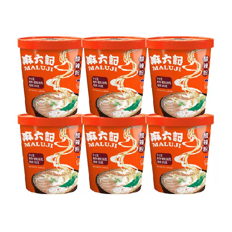 麻六记 酸辣粉红薯粉 256g*6桶 ￥37.9