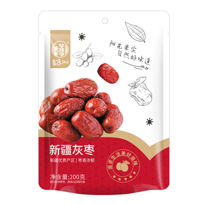 华味亨 坚果零食系列 19种干果任选10 新疆灰枣200g 3.85元（需买10件，需用券