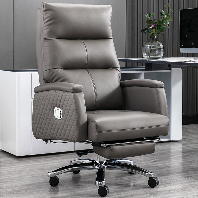 冠燊 真皮老板椅可躺午休办公椅家用轻奢电脑椅办公室大班椅人体工学椅 56