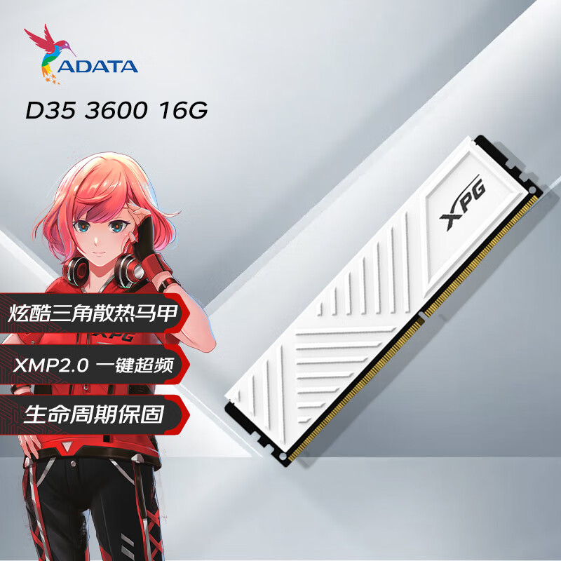 ADATA 威刚 16GB DDR4 3600 台式机内存 XPG-威龙D35 釉白 178.11元（需用券）