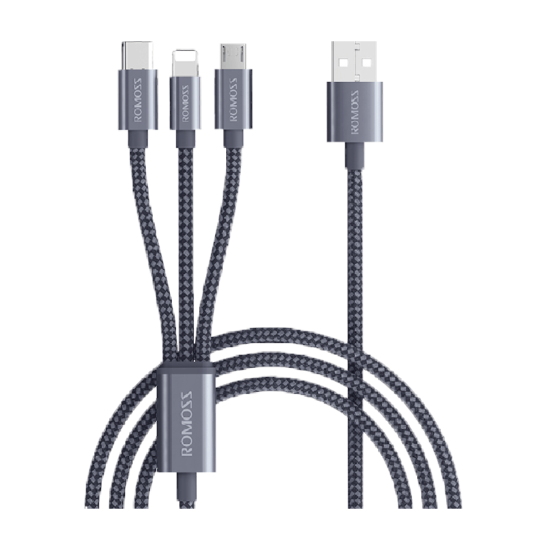 ROMOSS 罗马仕 数据线三合一66W快充充电线一拖三6A适用小米苹果华为安卓 ￥12