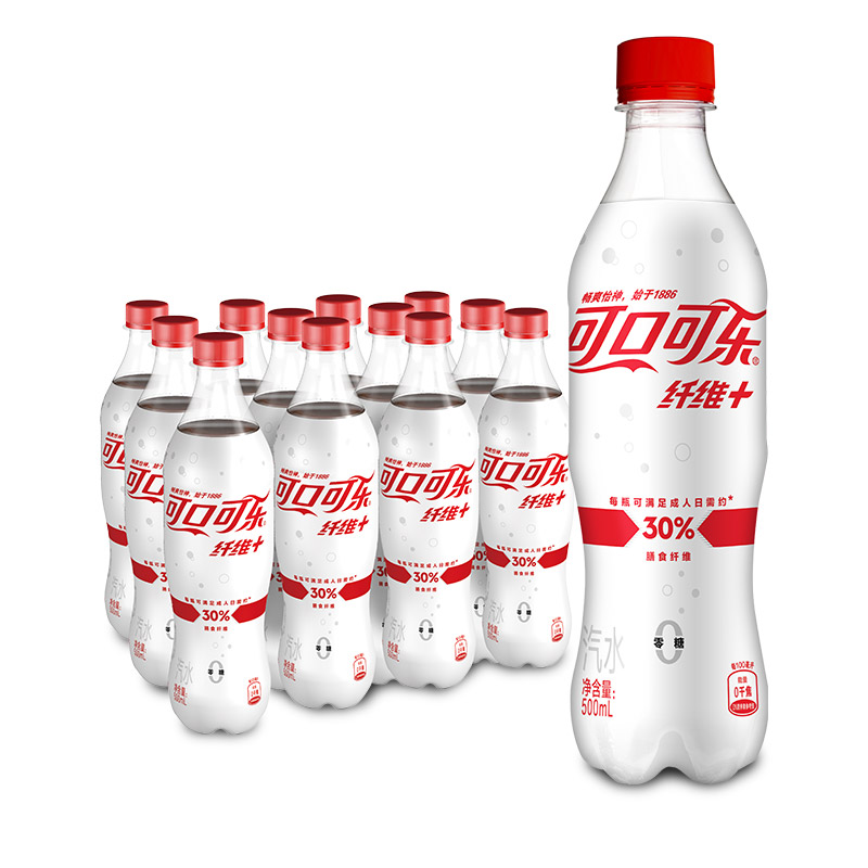 Coca-Cola 可口可乐 纤维+无糖碳酸饮料500ml*12瓶 38.66元