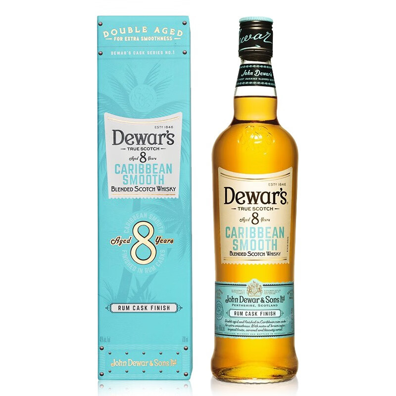 Dewar's 帝王 苏格兰威士忌 加勒比朗姆桶帝王8年 700ml 108元