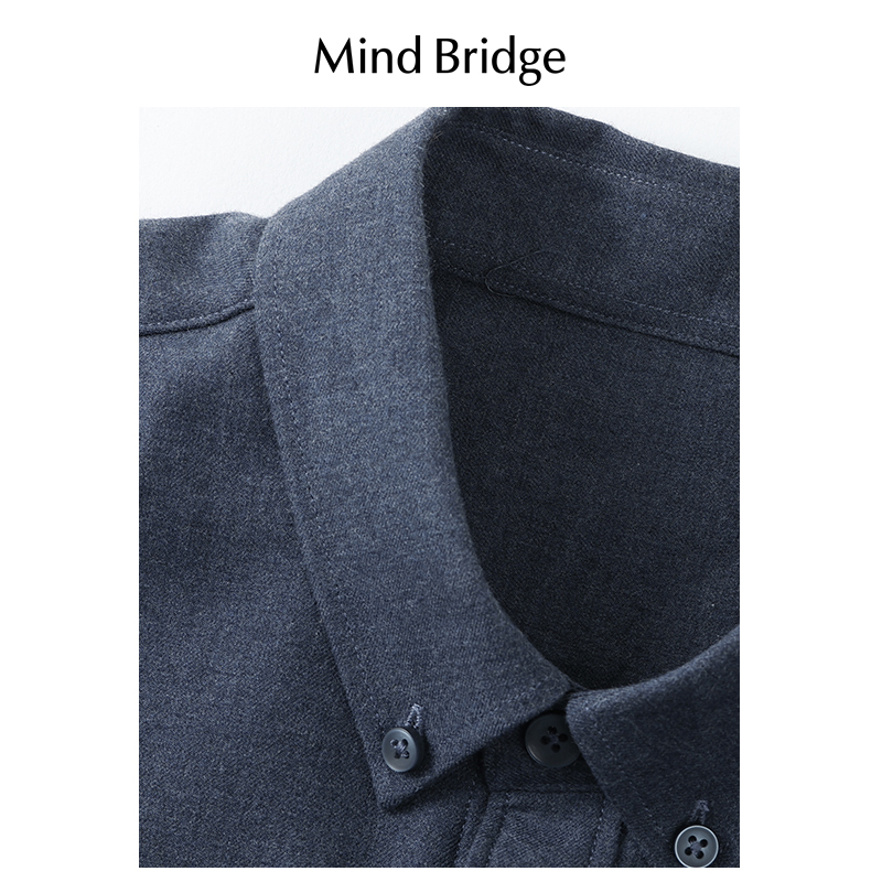 Mind Bridge MindBridge百家好春季衬衣男士长袖衬衫2024新款商务正装通勤上衣（