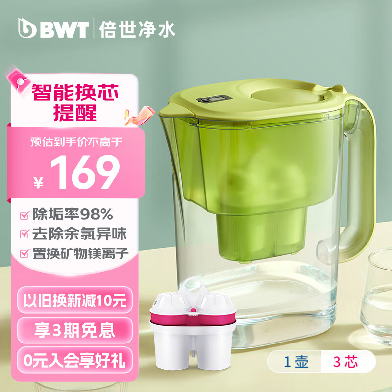 BWT 倍世 净水壶滤水壶净水器家用 欧洲镁离子滤芯 益家4.2L大容量厨房客厅