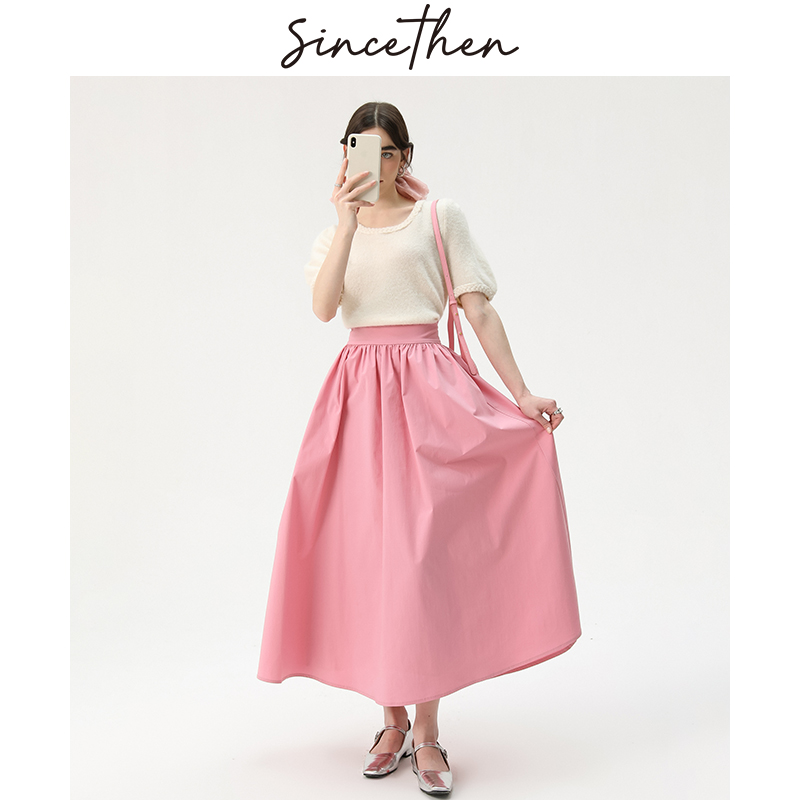 SinceThen 从那以后 女士粉色半身裙法式长裙 242元包邮