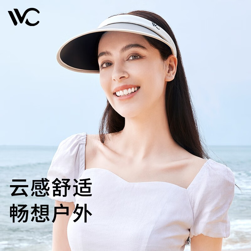 VVC 遮阳帽夏季男女同款拼色防紫外线透气空顶帽款防晒帽 黑拼白 34元（需
