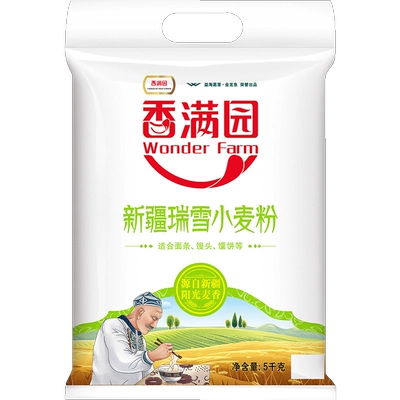 香满园 新疆瑞雪小麦粉 5kg 面条饺子包子专用面粉 18.16元