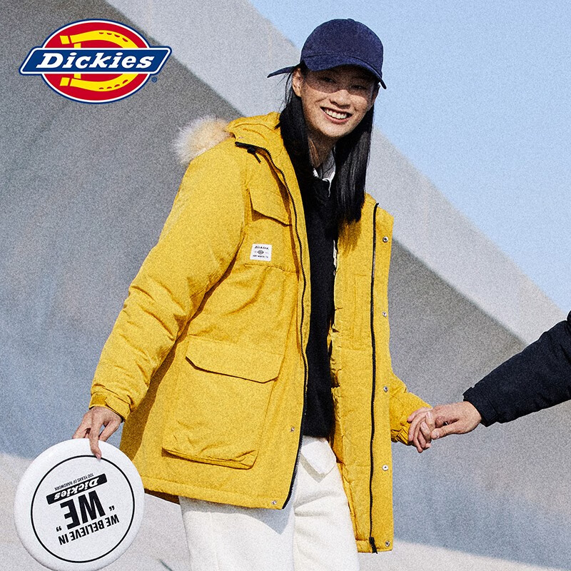 Dickies 棉服 可脱卸毛领字母印花多口袋夹克 男士秋冬厚外套 夹克男 9551 姜