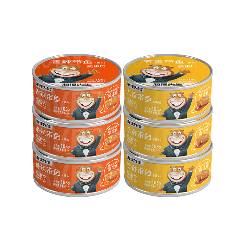 PLUS会员:海狸先生 带鱼刀鱼罐头 五香味105g*6罐 23.49元包邮（折3.9元/罐）