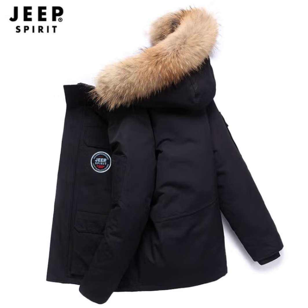 再降价、京东百亿补贴、会员、首购：JEEP 羽绒服、男女情侣款 127.01元、包