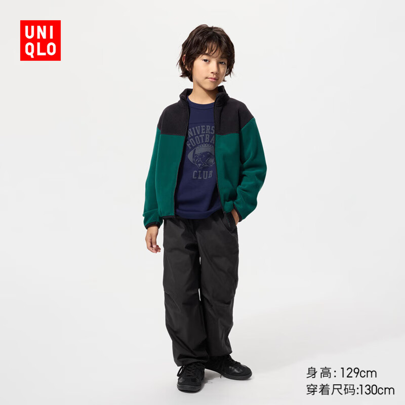 优衣库 童装男童女童保暖束脚裤长裤加绒裤子25秋冬478127 09 黑色 149元