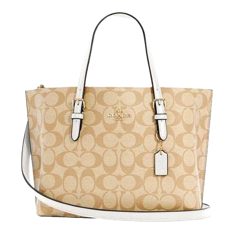 COACH 女士托特包Mollie系列时尚单肩手提包 卡其色配白色C4250IMDQC 其它 1549元