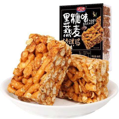 plus会员、概率劵：名沙燕麦沙琪玛黑糖味500g*6件 18.74元包邮、折3.12元每件