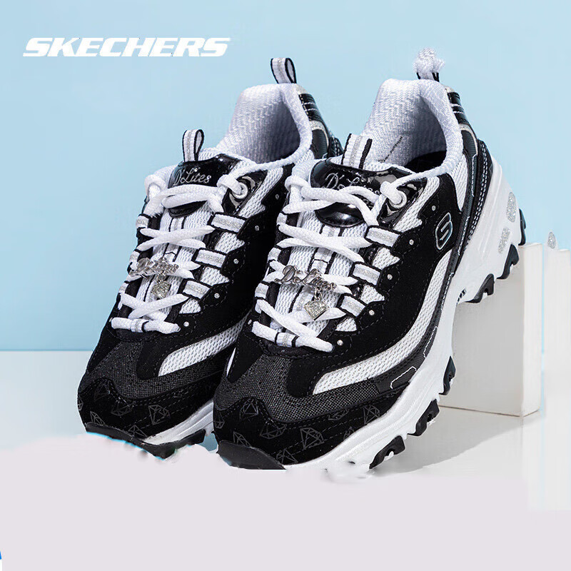 SKECHERS 斯凯奇 熊猫鞋女 时尚潮流缓震舒适透气运动休闲鞋子 12241-BKW 35.5 369