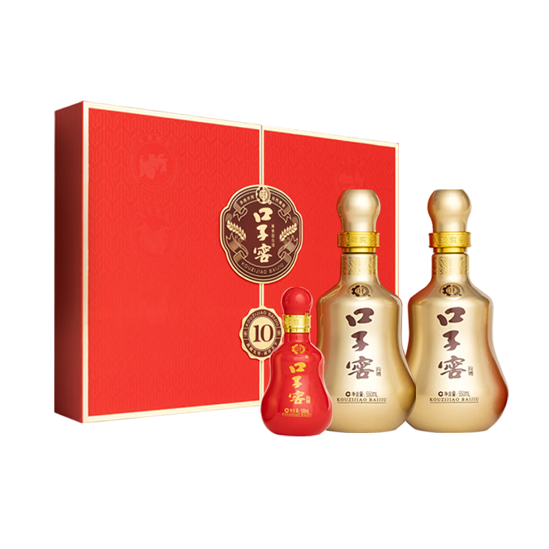 再降价，plus会员:口子窖 十年型 兼香型白酒 50度 550ml*2瓶 礼盒装+凑单 462.4