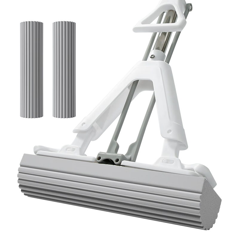 LYNN 免手洗海绵拖把懒人胶棉吸水拖布拖地墩布家用一拖净共2个拖头 胶棉拖