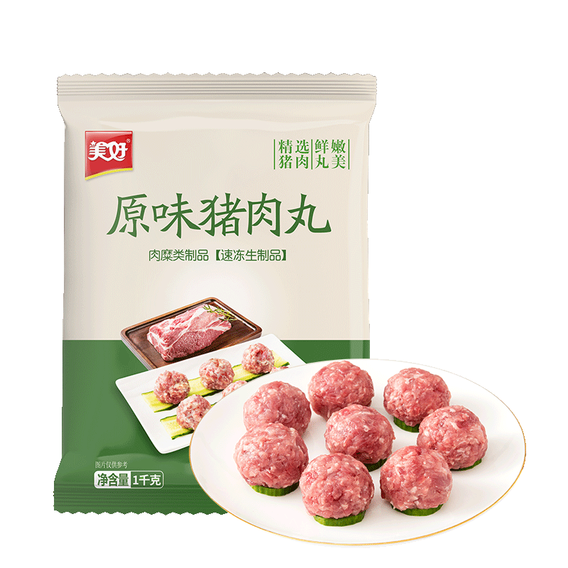 PLus会员，京东百亿补贴，美好 原味猪肉丸1kg 18.33元