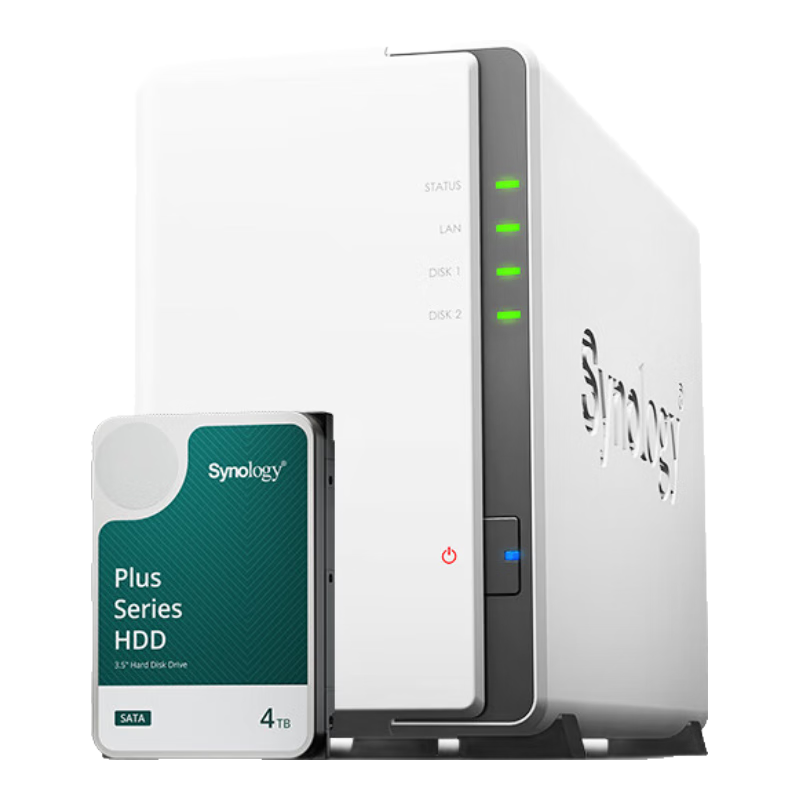 群晖（Synology）DS223j NAS配1块4TB群晖HAT3300硬盘套装 数据备份一体机 2132元