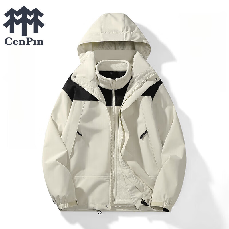 CENPIN 诚品 三合一冲锋衣 象牙白 3XL 84.18元（需用券）