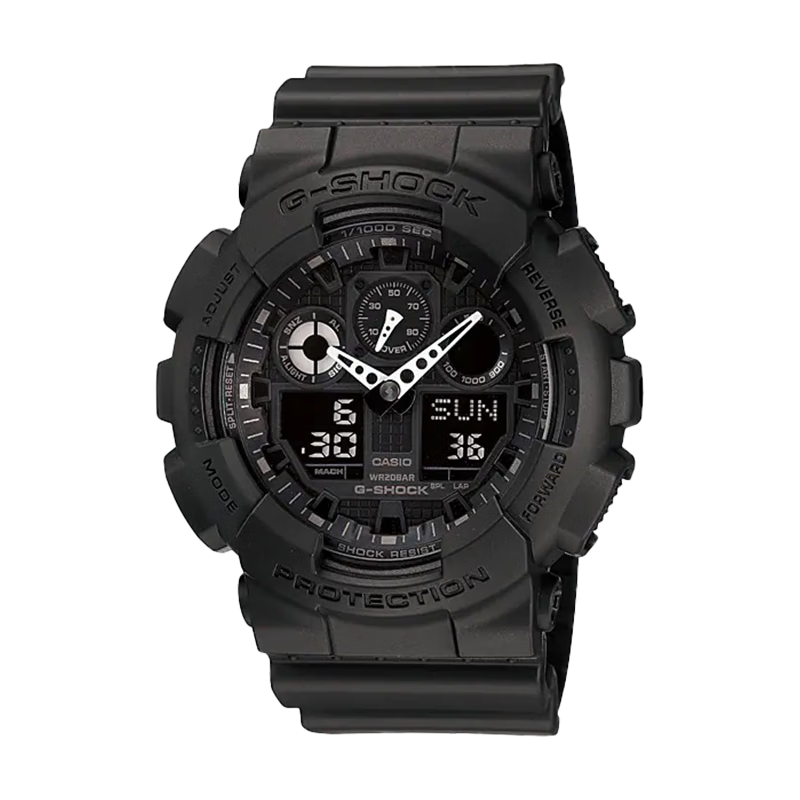 卡西欧（CASIO）G-SHOCK 黑武士双显大表盘运动防水手表 黑夜骑士 GA-100-1A1DR ￥