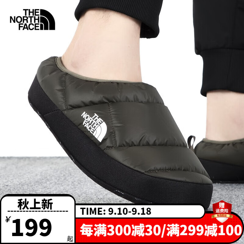 THE NORTH FACE 北面 男鞋休闲鞋秋冬新款户外防风保暖加绒轻便抓地一脚穿棉拖