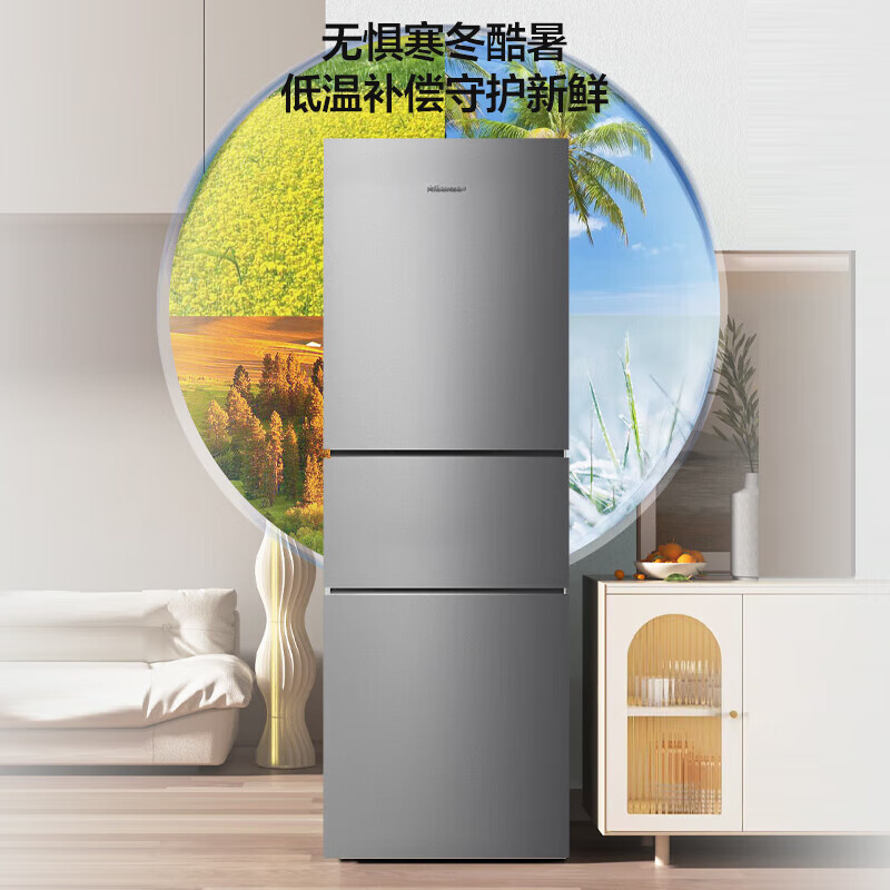 海信 Hisense 冰箱三门小型家用电冰箱二级能效218升双开门租房用小户型家电