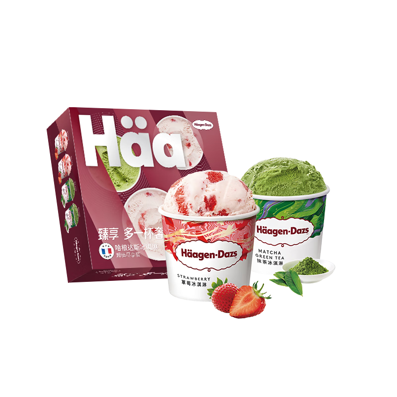 拼多多百亿补贴:哈根达斯（Haagen-Dazs）冰淇淋超值尽享礼盒装 (抹茶*2/草莓*2