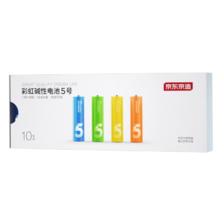 再降价、概率券、PLUS会员：京东京造 LR6S10 彩虹碱性电池5号 1.5V 10节单色 0.9