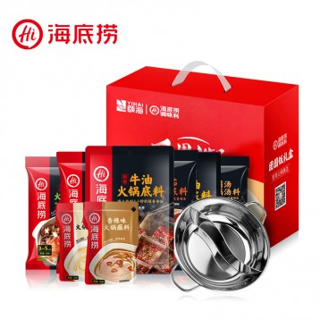 59.90元包邮!自带鸳鸯锅:海底捞鸳鸯火锅礼盒(火锅底料 蘸料 鸳鸯锅1个) 需用100元优惠券,四款礼盒任选