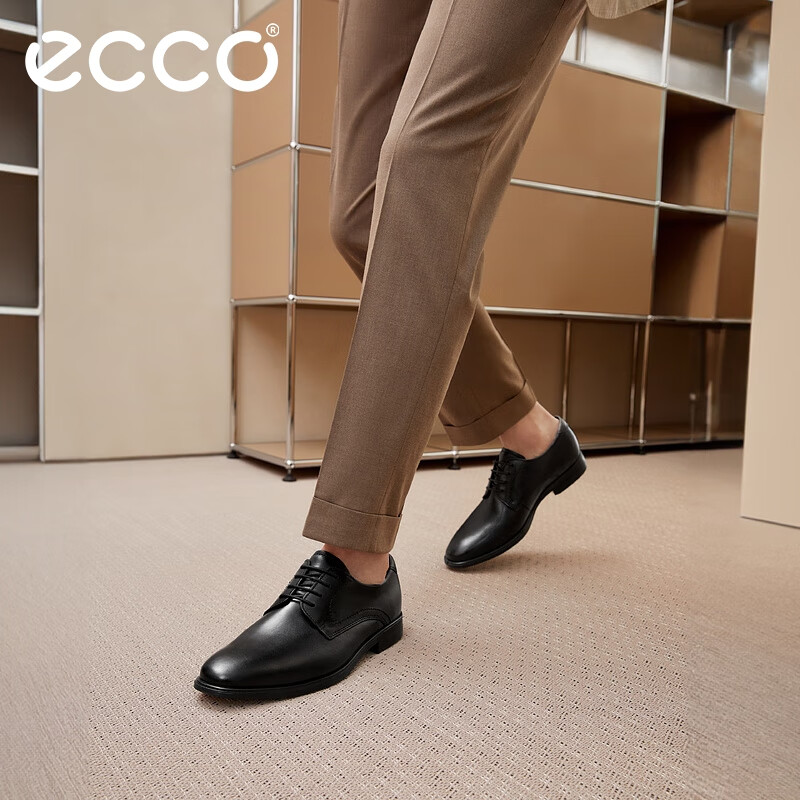 PLUS会员：ECCO 爱步 皮鞋男 亮面皮鞋德比鞋 墨本621634 629.05元包邮（需用券，